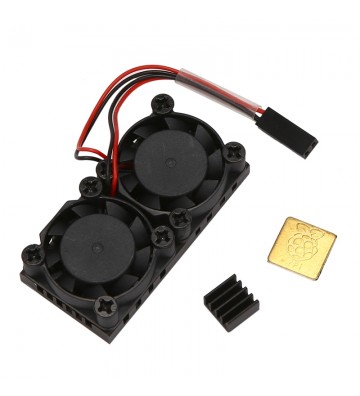 Kit radiatoare compatibil Raspberry Pi cu ventilator dublu OKN605-11 Kit radiatoare compatibil Raspberry Pi cu ventilator dublu