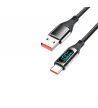 Cablu incarcare telefon 100W, USB - Type C, 1 m, negru, LCD