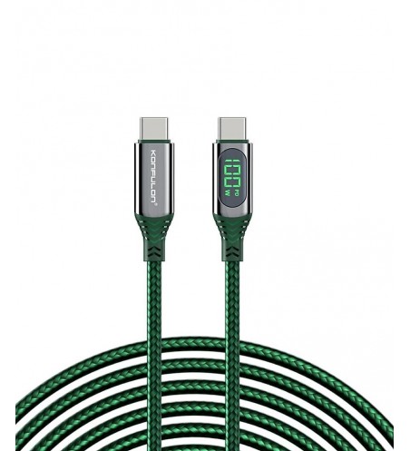 Cablu incarcare telefon 100W, Type C - Type C, 1 m, verde, LCD