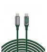 Cablu incarcare telefon 100W, Type C - Type C, 1 m, verde, LCD