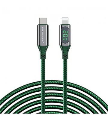 Cablu incarcare telefon 20W PD, Type C - Lightning, 1 m, verde