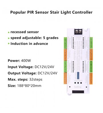 Controler de lumina cu senzor de miscare LED pentru scara, alb