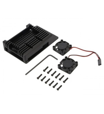 Carcasa compatibila calculator Raspberry Pi 4 B aluminiu neagra LON-15106 Carcasa compatibila calculator Raspberry Pi 4 B aluminiu neagra