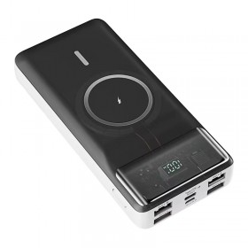Powerbank 20000 mAh alb Konfulon M17W, 4 iesiri USB + 1 iesire Type-C PD 20W, USB 22.5W, incarcare wireless 15W Powerbank 20000 mAh alb Konfulon M17W, 4 iesiri USB + 1 iesire
