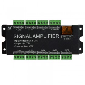 Amplificator pentru banda led, 8CH, DC 5V-24V, AHC8 Amplificator pentru banda led, 8CH, DC 5V-24V, AHC8