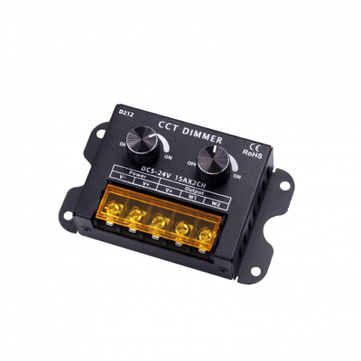 Controller banda LED, dimmer bicolor, 5V-24V DC, 2x15A