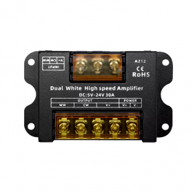 Amplificator pentru banda LED Dual White( WW, CW ), A212, 5-24V , 30A, negru Amplificator pentru banda LED Dual White( WW, CW ), A212