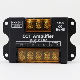 Amplificator pentru banda LED Dual White( WW, CW ), A212C, 5-24V , 30A, negru Amplificator pentru banda LED Dual White( WW, CW ), A212C