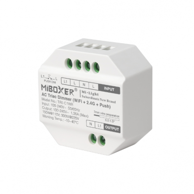 Controller Dimmer Led AC Triac, WiFi + 2.4Ghz + Push, MiBoxer