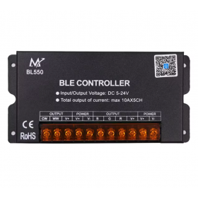 Controller Bluetooth pentru benzi LED RGB, RGBCW, RGBWW, DC 5V-24V, 50A, BL550-50A Controller Bluetooth pentru benzi LED RGB, RGBCW, RGBWW, DC
