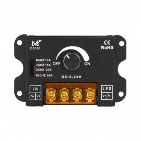 Controller dimmer pentru benzi LED monocrom, PWM, DC 5V-24V, 30A, DB301 Controller dimmer pentru benzi LED monocrom, PWM, DC 5V-24V