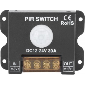 Senzor de miscare PIR pentru banda LED, DC 12V-24V, 30A, P130 Senzor de miscare PIR pentru banda LED, DC 12V-24V, 30A, P130