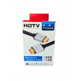 Cablu HDTV 2.0, High-Speed, 4K/8K, negru/argintiu, tata-tata, aurit, 3m Cablu HDTV 2.0, High-Speed, 4K/8K, negru/argintiu, tata-tata