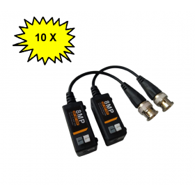 Pachet 10 x set videobalun, prindere rapida, AHD-CVI-TVI-CVBS 8MP- 4K Pachet 10 x set videobalun, prindere rapida, AHD-CVI-TVI-CVBS