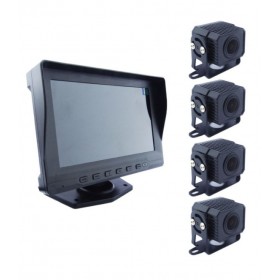 Kit marsarier cu 4 camere HD si display touch de 7", IR, 170°, IP67,  camera marsarier, camioane, autocare, RV(rulote) Kit marsarier cu 4 camere HD si display touch de 7", IR, 170°