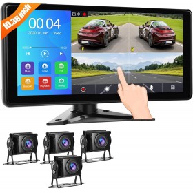 Kit sistem securitate auto cu 4 camere HD si display de 10.36", IR, 178°, IP67, camera marsarier, camioane, autocare, RV(rulote) Kit sistem securitate auto cu 4 camere HD si display de 10.36"