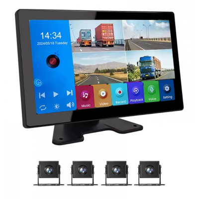 Kit DVR auto cu 4 camere 1080P, monitor touch 10.1 inch, 170°