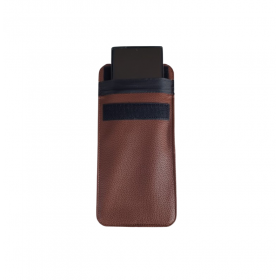 Husa piele ecologica maro 19x11.5 cm, blocare semnal telefon, chei smart, blocare RFID, GSM, GPS, NFC Husa piele ecologica maro 19x11.5 cm, blocare semnal telefon