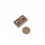 Magnet neodim 40x25x10 mm, 2 x gaura de 5.5 mm cu sanfren