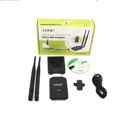 USB Adaptor Wireless 2.4GHz 300Mbps cu antena dubla - Black