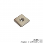 Magnet neodim 20x20x5 mm, 2 x gaura de 4.2 mm cu sanfren