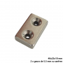 Magnet neodim 40x25x10 mm, 2 x gaura de 5.5 mm cu sanfren