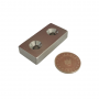 Magnet neodim 50x25x10 mm, 2 x gaura de 5.5 mm cu sanfren