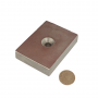 Magnet neodim 80x60x17 mm, gaura de 8.5 mm cu sanfren