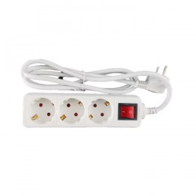 Prelungitor Quark 3 prize, cablu 1.5 m, 3x1.5mm, Alb cu intrerupator si protectie copii