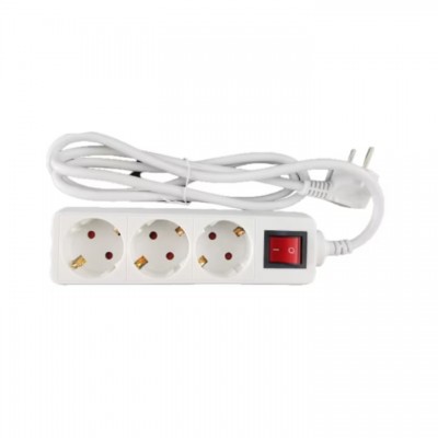Prelungitor Quark 3 prize, cablu 1.5 m, 3x1.5mm, Alb cu intrerupator si protectie copii