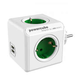 Priza Power Cube Original 4 X Prize 2 X USB,Verde P-CUBE