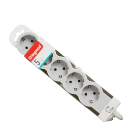 Prelungitor cu protectie  Legrand 694555, 5 prize, 1.5 m, 3680W, 3 x 1.5 mmp, contact de protectie, protectie copii,alb-gri