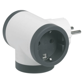 Adaptor 3 prize Legrand , 16 A, contact de protectie, protectie copii, iesiri laterale 694520