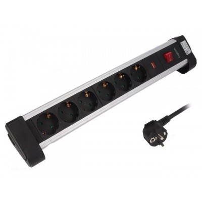 Prelungitor cu 6 prize Schuko 1.4m cu switch ON/OFF, Logilink