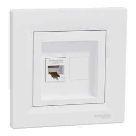 Priza internet Asfora EPH4300121, RJ45 cat 5E, incastrata, rama inclusa, alba