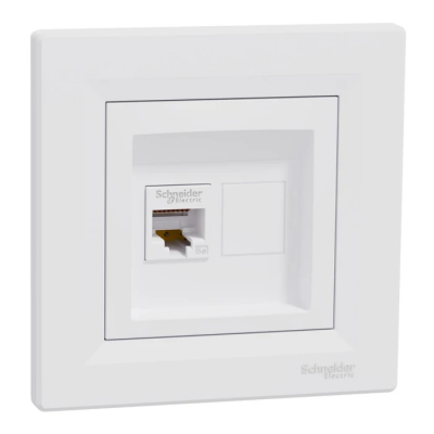 Priza internet Asfora EPH4300121, RJ45 cat 5E, incastrata, rama inclusa, alba