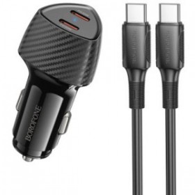 Incarcator auto Borofone BZ31D, 2x USB-C, 60 W, Negru