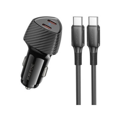 Incarcator auto Borofone BZ31D, 2x USB-C, 60 W, Negru