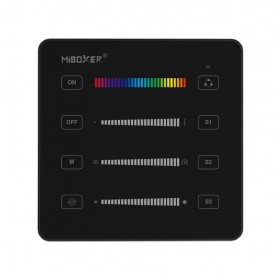 Telecomanda control dispozitive multiple MiBoxer B6-B, RF 2.4GHz, 2xAAA, 86x86x15mm, control de la distanta 30m, scene, negru Telecomanda control dispozitive multiple MiBoxer B6-B, RF