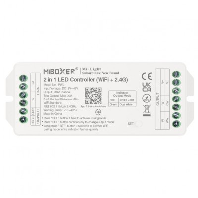 Controller LED MiBoxer PW2, 2-in-1 monocolor/dual-white, 20A