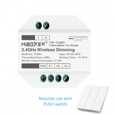 Modul wireless MiBoxer PUSH1, dimmer RGB+CCT 2.4GHz