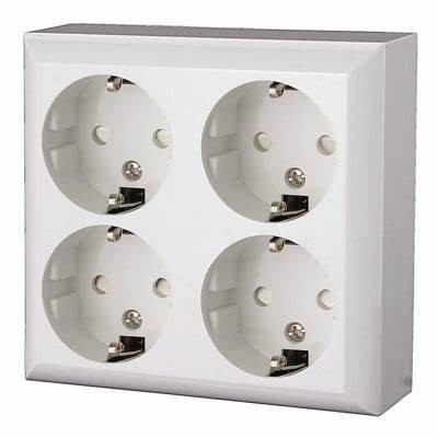 Quatric priza 4 posturi cu impamantare,montaj aplicat, C-6-0313