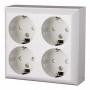 Quatric priza 4 posturi cu impamantare,montaj aplicat, C-6-0313