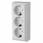 Quatric priza 3 posturi cu impamantare,montaj aplicat, C-6-0312