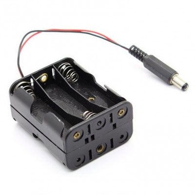 Suport baterii 6xAA, 9V, plastic ABS, mufa DC, alimentare