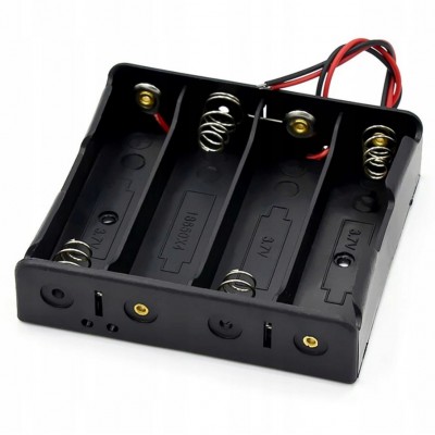 Suport baterii 4x18650, plastic ABS, cu cablu, 14.8V, 4S, DIY