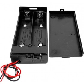 Suport baterii 2x18650, cu capac si buton ON/OFF, plastic ABS, cu cablu, 7.4V, 2S, DIY, Arduino, electronica Suport baterii 2x18650, cu capac si buton ON/OFF, plastic ABS