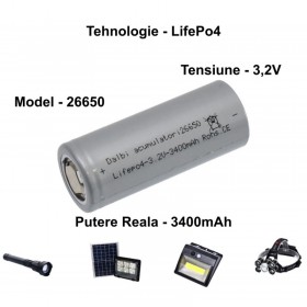 Acumulator 26650 Lifepo4 3.2V 3400mah , ALX-8C020