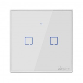 Intrerupator Sonoff dublu aplicat touch tip telecomanda cu doua canale radio T2EU2C-RF Intrerupator Sonoff dublu aplicat touch tip telecomanda cu doua