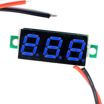 Voltmetru de panou albastru 0.28" cu 2 fire OKY4094-Blue